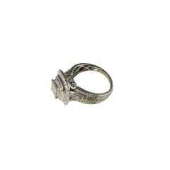 Bague de fiançailles halo de diamants en or blanc 10 carats taille 7 n°14218