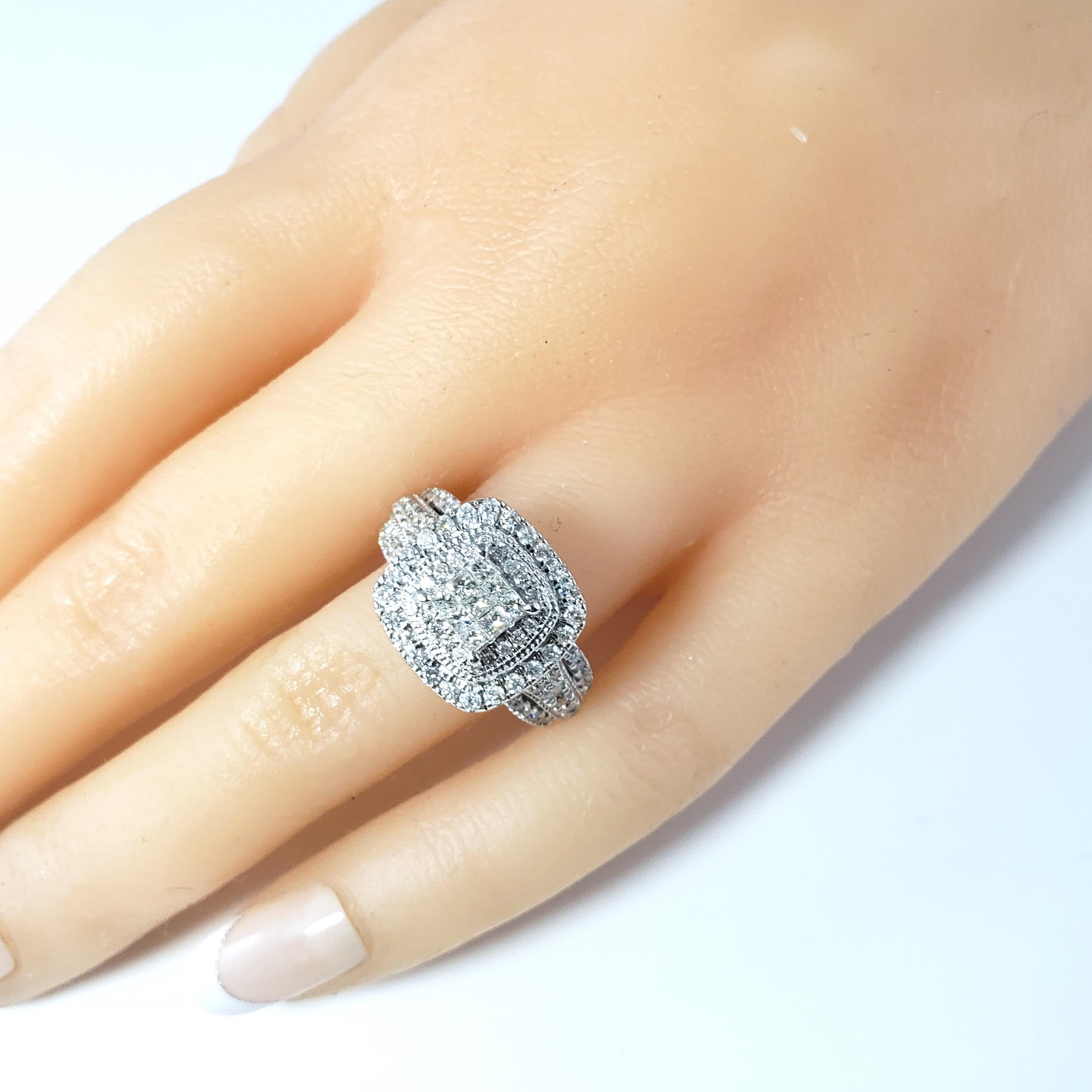  10 Karat White Gold Diamond Halo Engagement Ring Size 7 #14218 For Sale 4