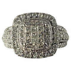  10 Karat White Gold Diamond Halo Engagement Ring Size 7 #14218