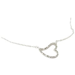 10 Karat White Gold Diamond Heart Necklace