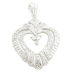 Vintage 10 Karat White Gold Diamond Heart Pendant