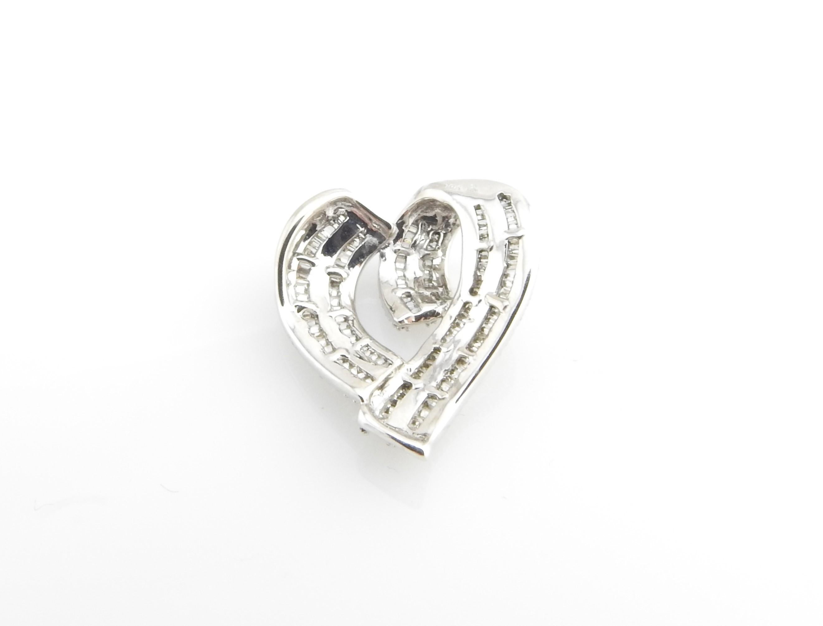 10 Karat White Gold Diamond Heart Slide Pendant For Sale 2