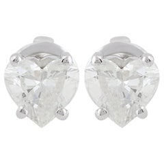 10 Karat White Gold Diamond Heart Stud Earrings