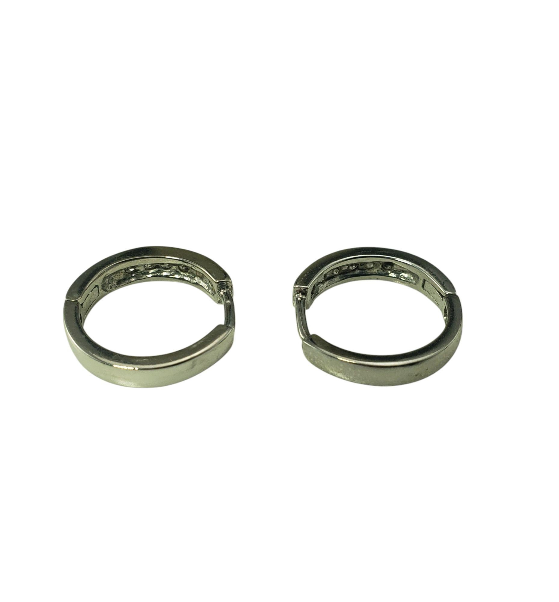 Brilliant Cut 10 Karat White Gold Diamond Hoop Earrings #21391 For Sale