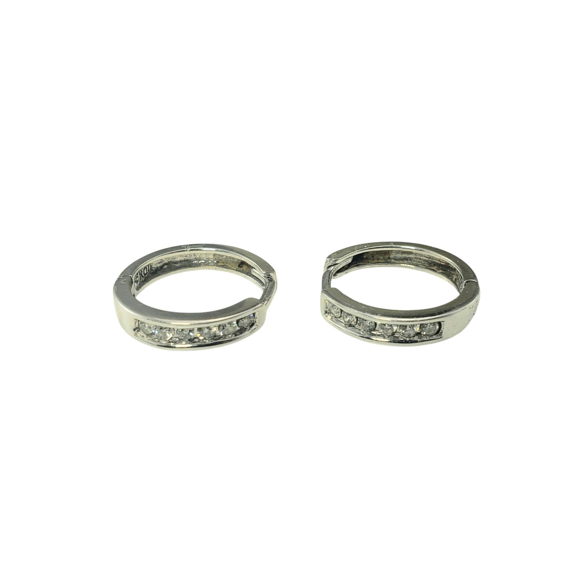 Women's 10 Karat White Gold Diamond Hoop Earrings #21391 For Sale