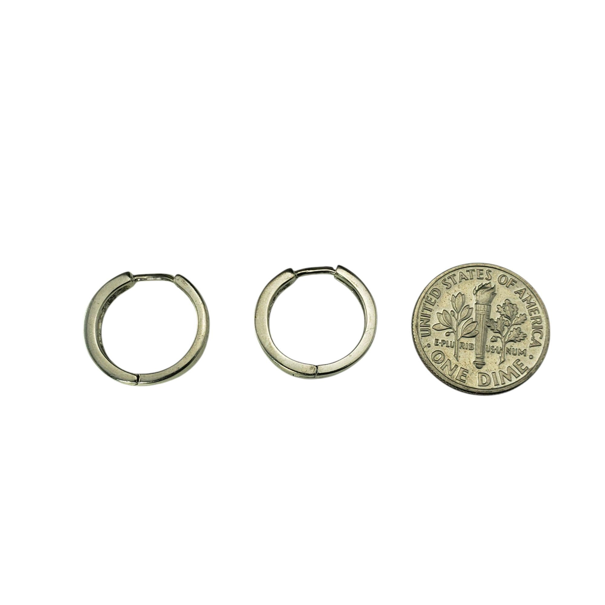 10 Karat White Gold Diamond Hoop Earrings #21391 For Sale 1
