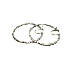 10 Karat White Gold Diamond Hoop Earrings
