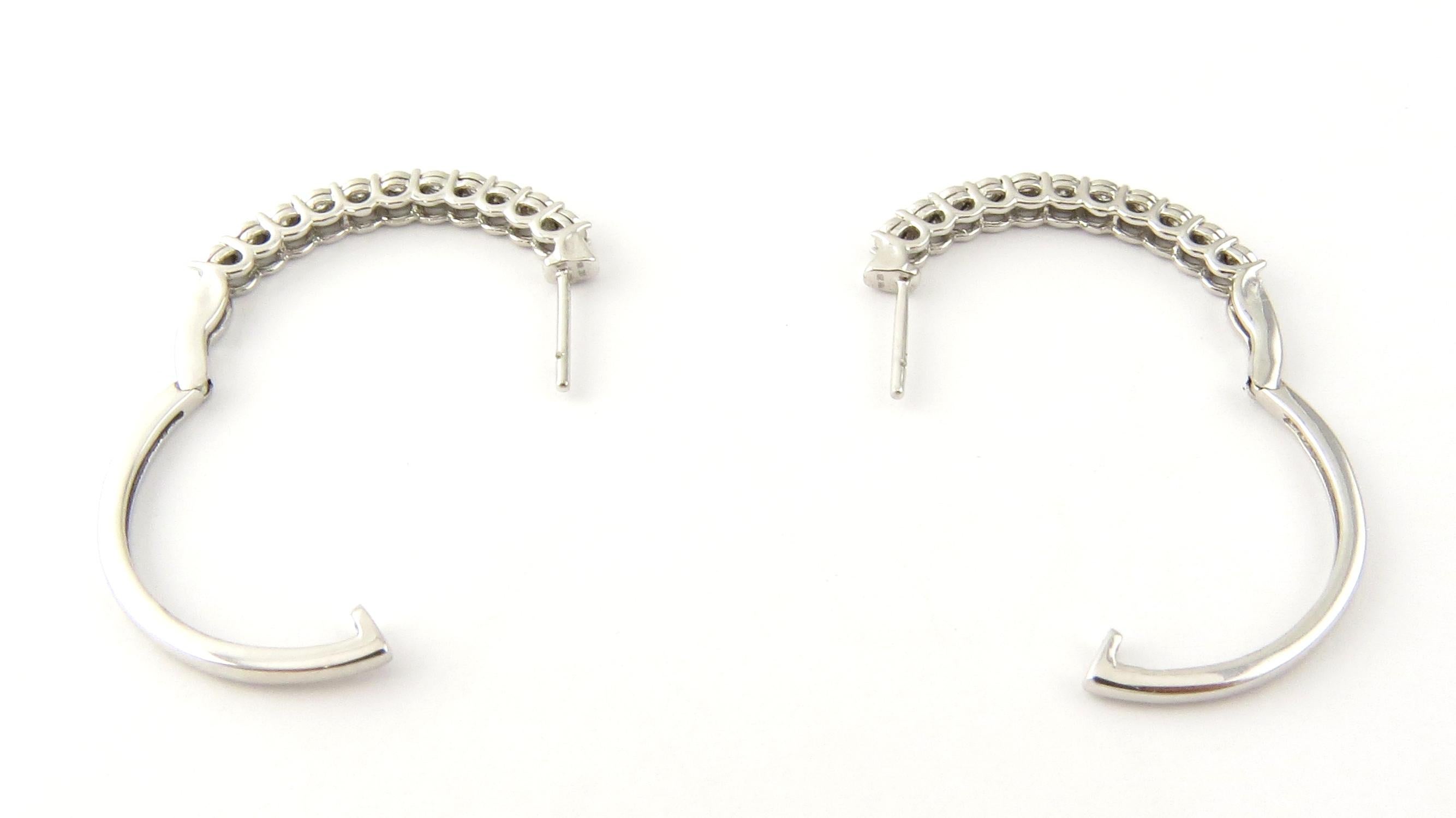 Women's 10 Karat White Gold Diamond Hoop Earrings