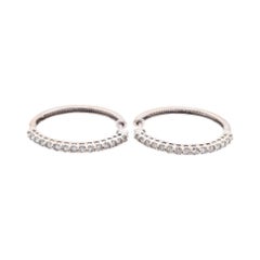 10 Karat White Gold Diamond Hoop Earrings