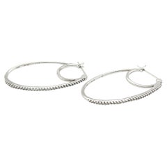 10 Karat White Gold Diamond Hoop Earrings