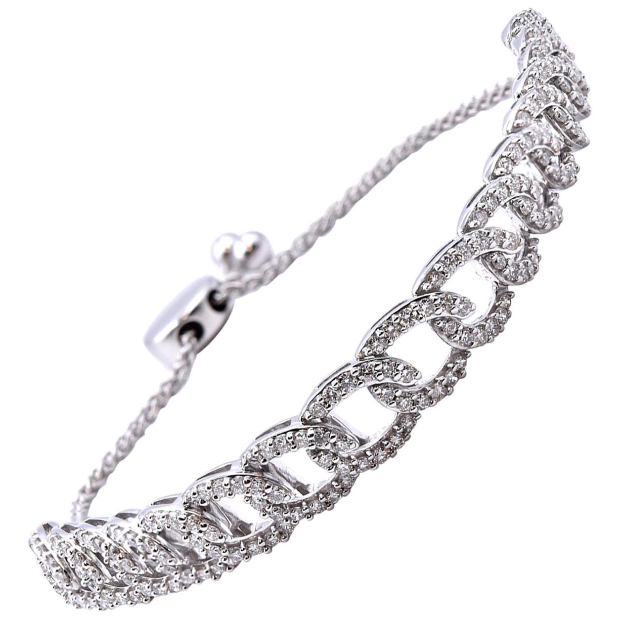 10 Karat White Gold Diamond Link Bracelet