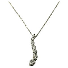 Vintage 10 Karat White Gold Diamond Pendant Necklace #12987