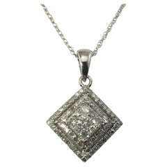 Vintage 10 Karat White Gold Diamond Pendant Necklace