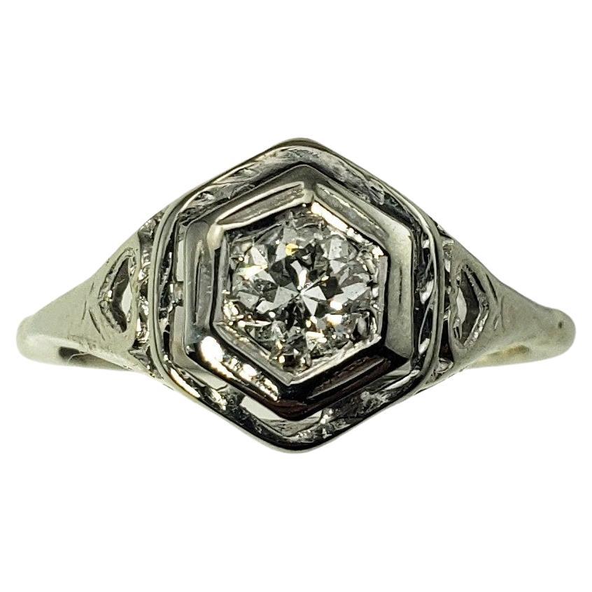 10 Karat White Gold Diamond Ring For Sale