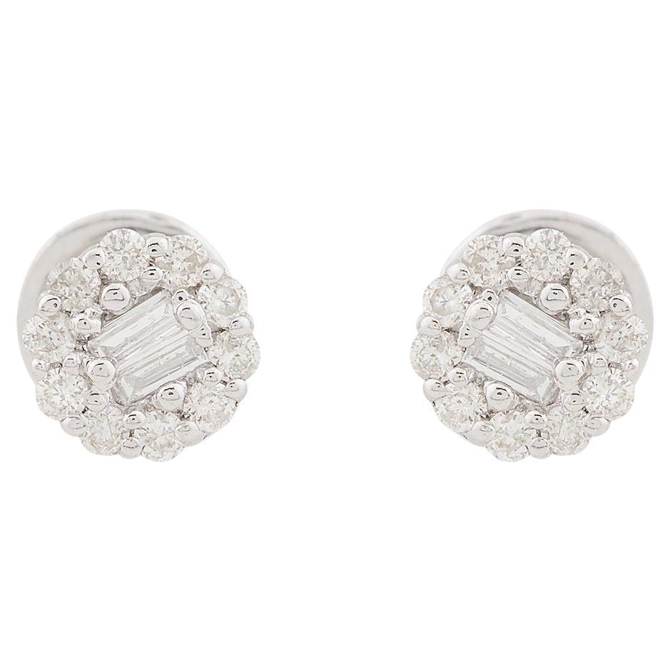 10 Karat White Gold Diamond Round Stud Earrings