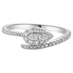 Bague bypass serpent en or blanc 10 carats et diamants
