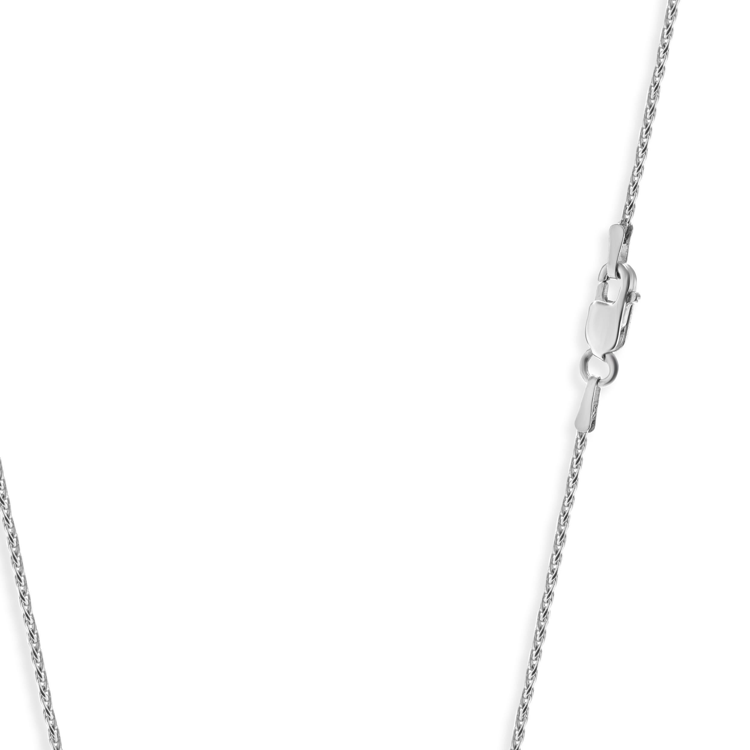 Round Cut 10 Karat White Gold Diamond Solitaire Necklace For Sale