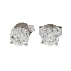 10 Karat White Gold Diamond Stud Earrings .75 Carat