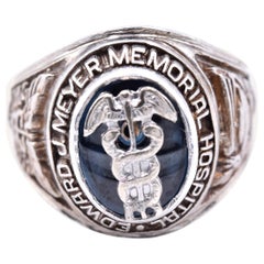 10 Karat White Gold “Edward J. Meyer” Memorial Hospital 1973 Signet Ring