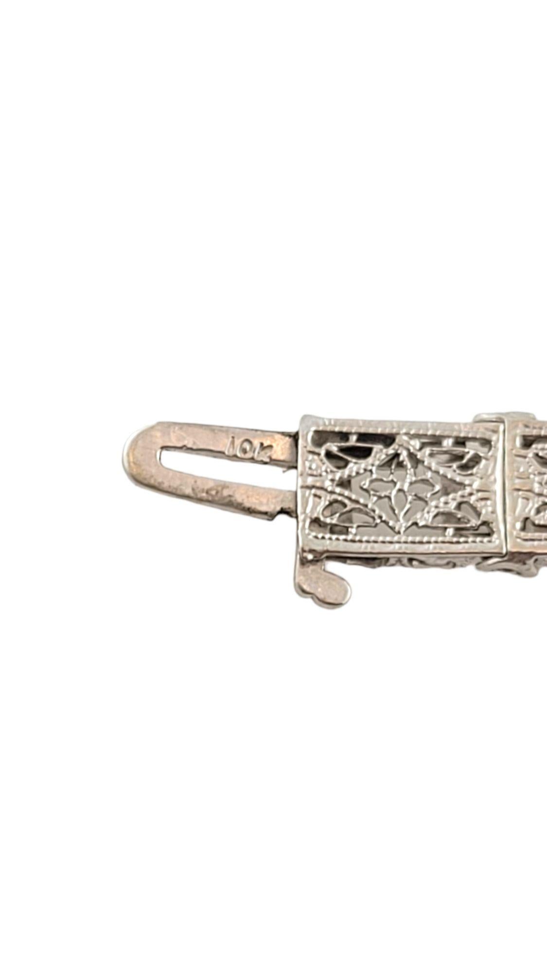 Single Cut 10 Karat White Gold Filigree and Diamond Bracelet #14686