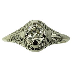 10 Karat White Gold Filigree Diamond Ring