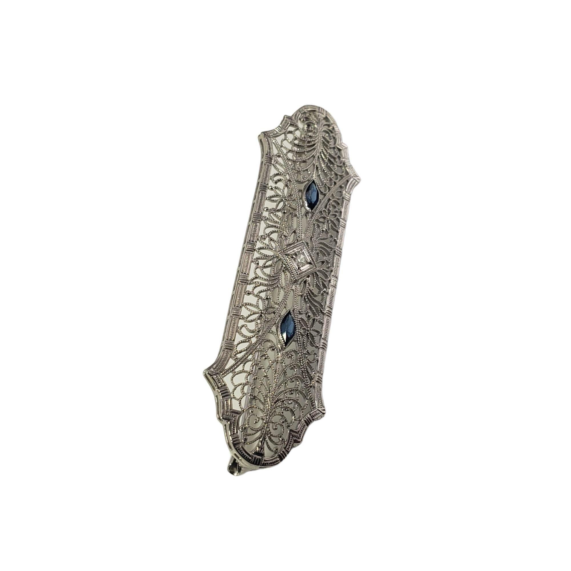 10 Karat White Gold Filigree Diamond Brooch/Pin In Good Condition For Sale In Washington Depot, CT