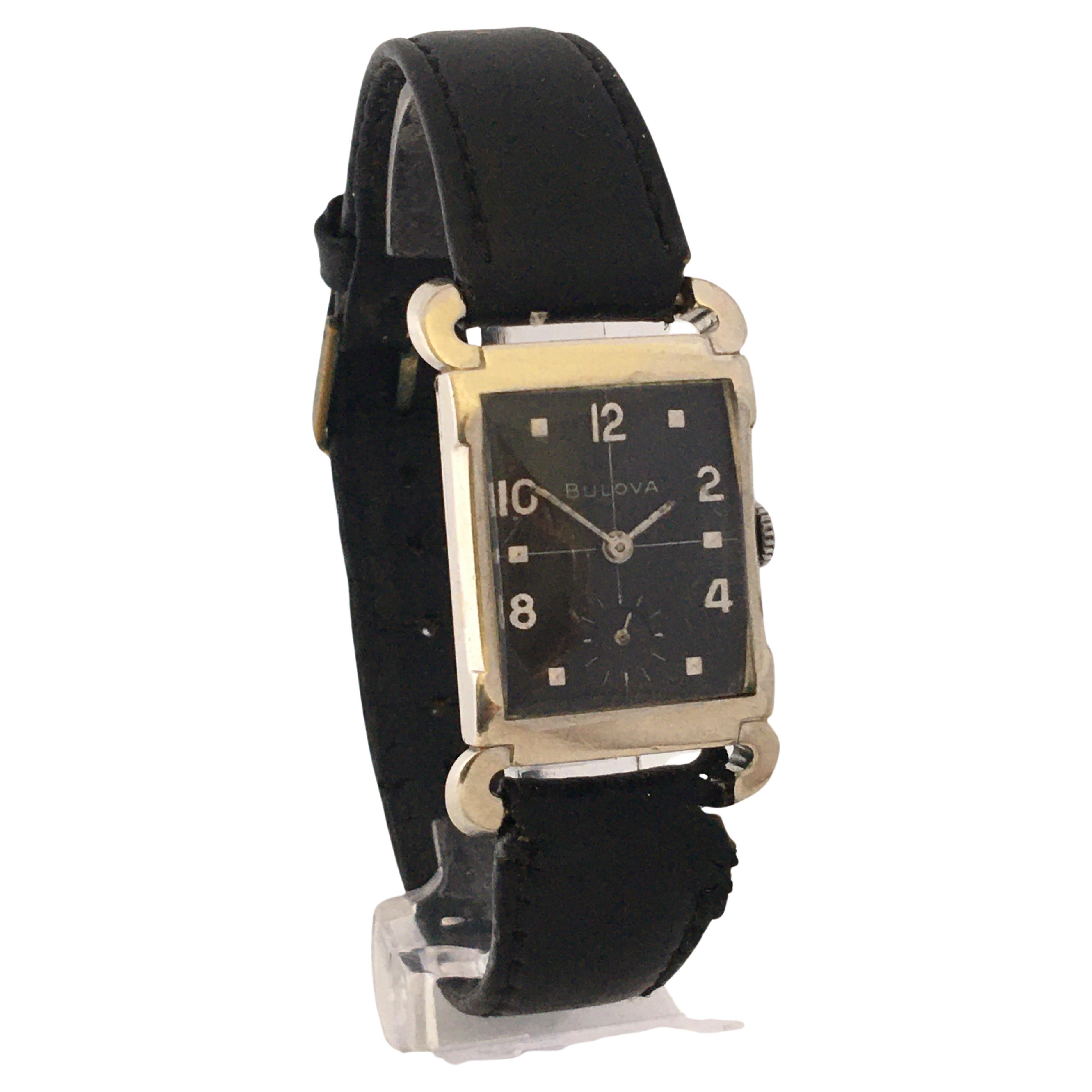 10 Karat White Gold-Filled Vintage 1950’s Bulova Mechanical Watch For Sale