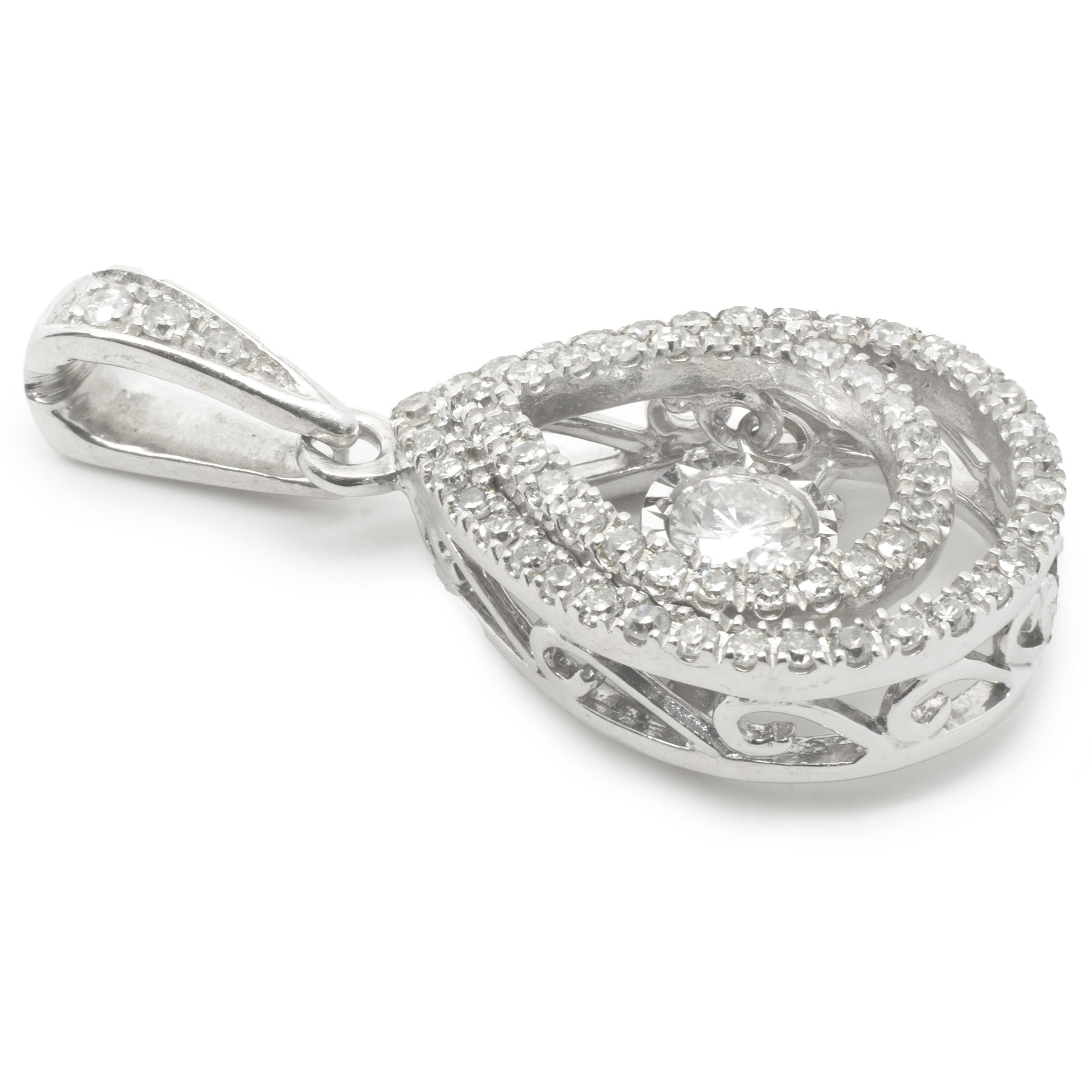 10 Karat White Gold Floating Diamond Pendant In Excellent Condition For Sale In Scottsdale, AZ