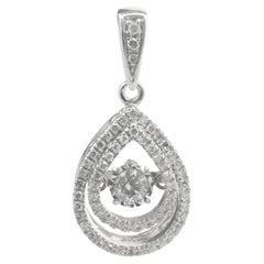 Pendentif flottant en or blanc 10 carats avec diamants