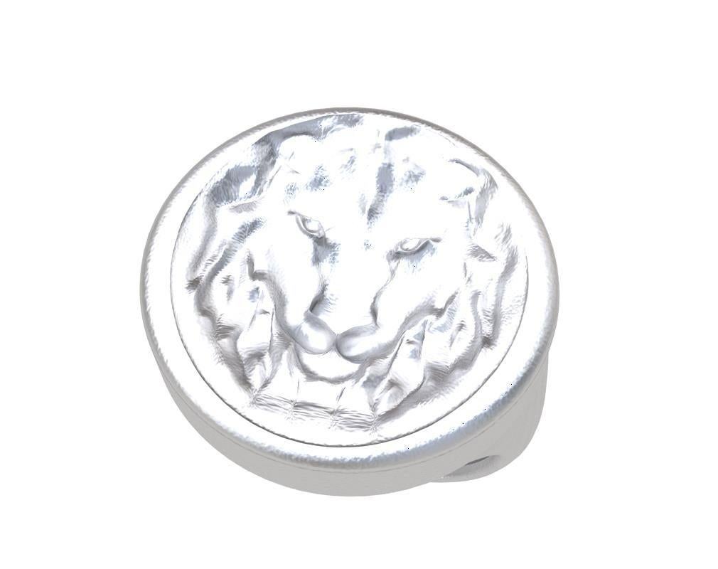 En vente :  Leo the Lion Signet Bague en or blanc 10 carats avec sceau en cire 4