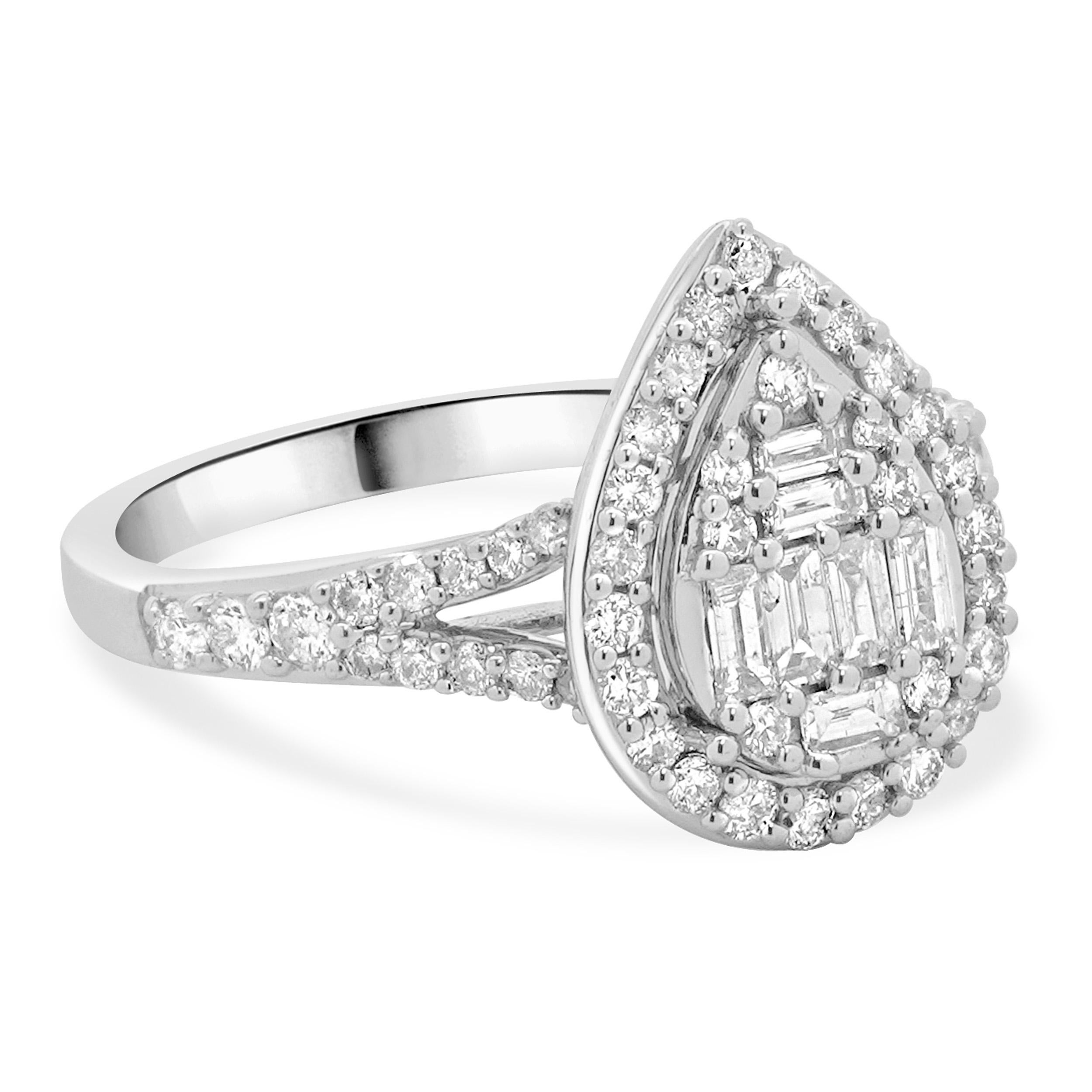 10 Karat White Gold Mosaic Set Diamond Engagement Ring In Excellent Condition For Sale In Scottsdale, AZ