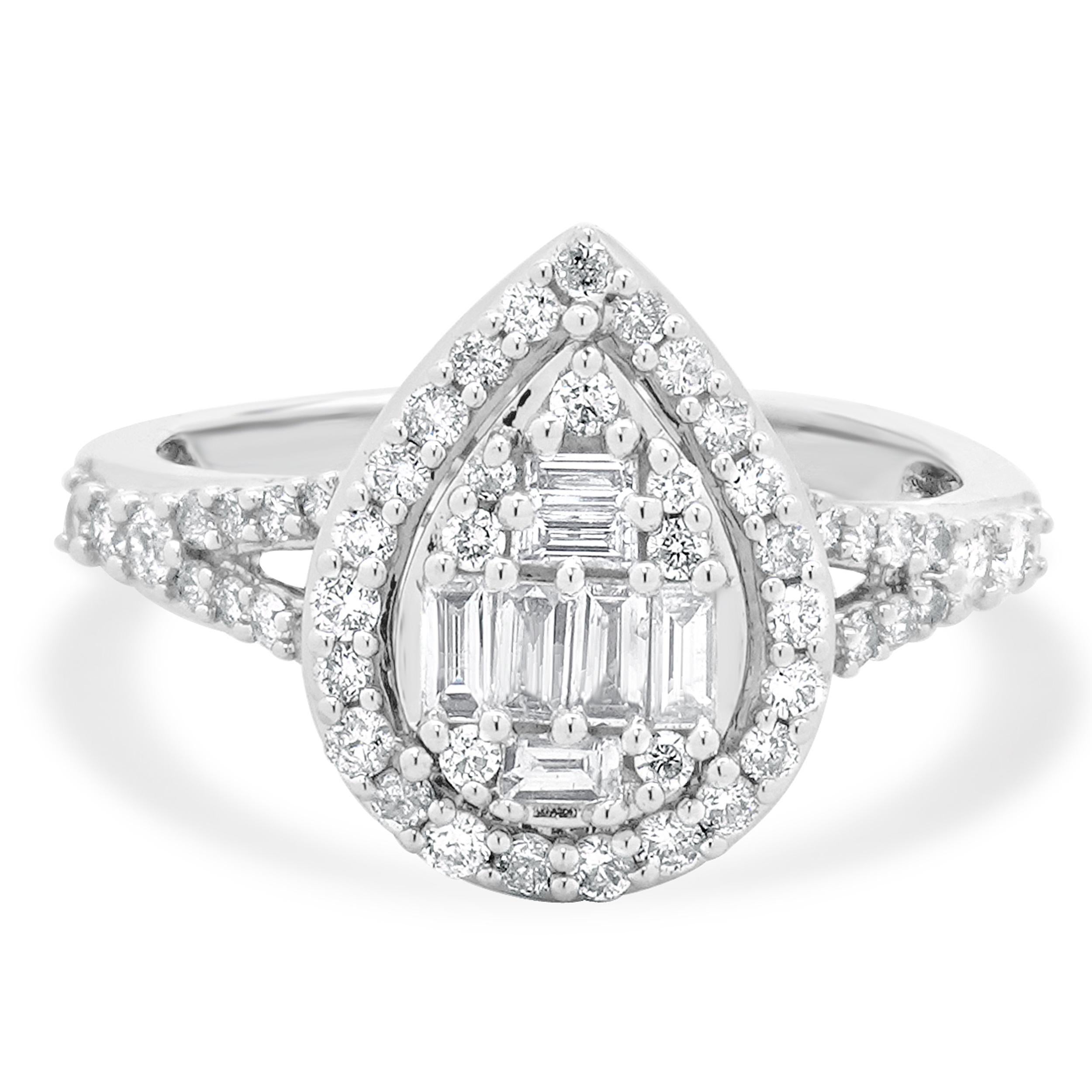 10 Karat White Gold Mosaic Set Diamond Engagement Ring
