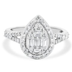 10 Karat White Gold Mosaic Set Diamond Engagement Ring