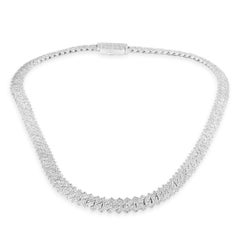 10 Karat White Gold Pave Diamond Cuban Link Necklace