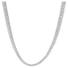 10 Karat White Gold Pave Diamond Cuban Link Necklace