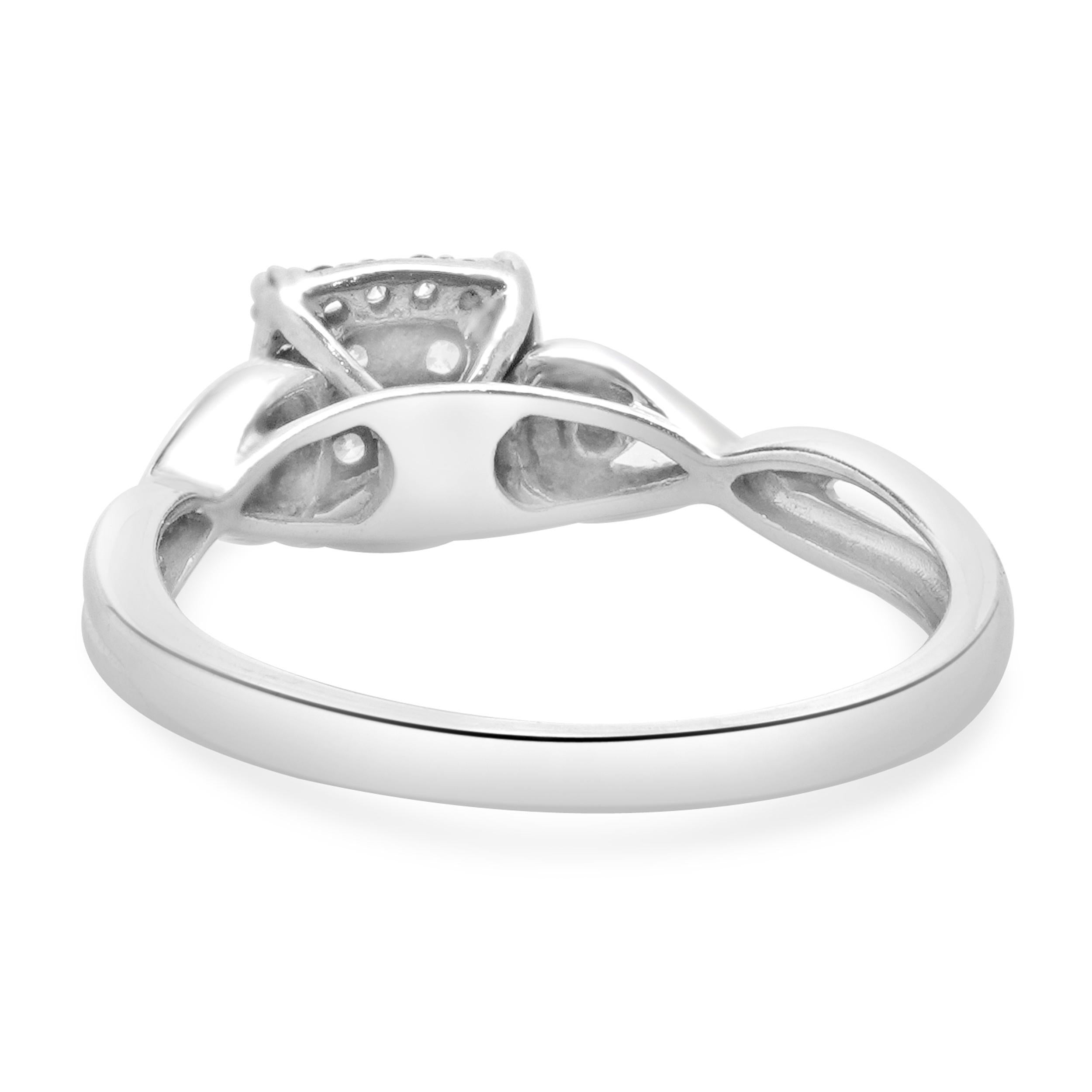 Round Cut 10 Karat White Gold Pave Diamond Engagement Ring For Sale