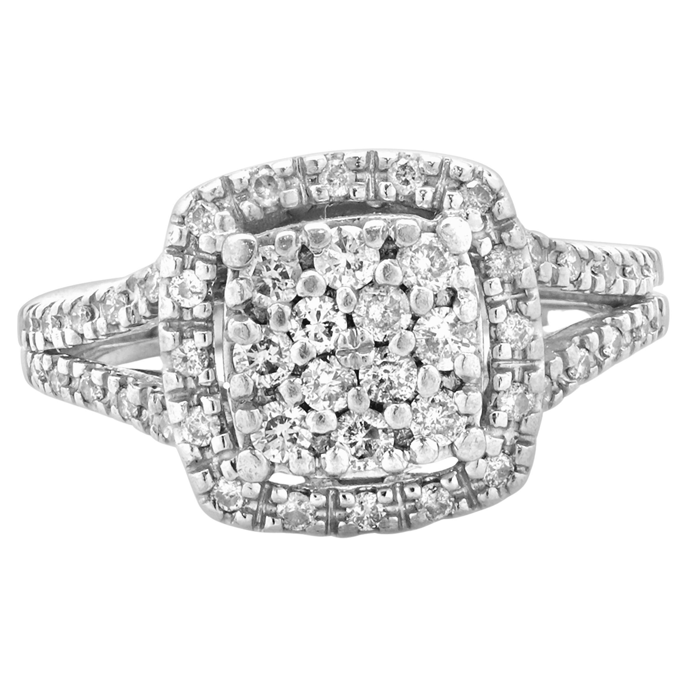 10 Karat White Gold Pave Diamond Engagement Ring