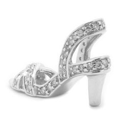 10 Karat White Gold Pave Diamond High Heel Pendant