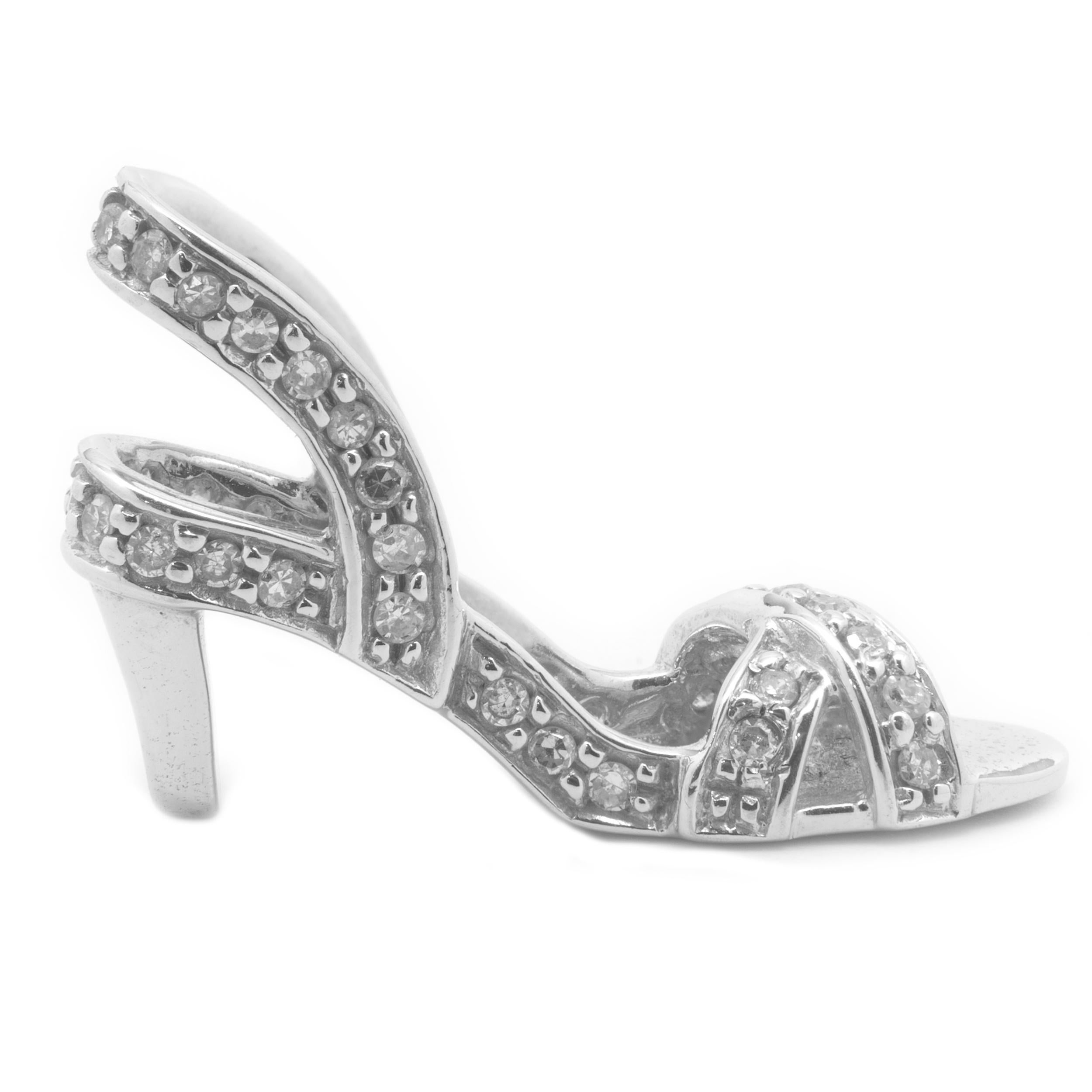 10 Karat White Gold Pave Diamond High Heel Pendant In Excellent Condition In Scottsdale, AZ