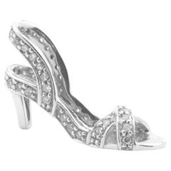10 Karat White Gold Pave Diamond High Heel Pendant