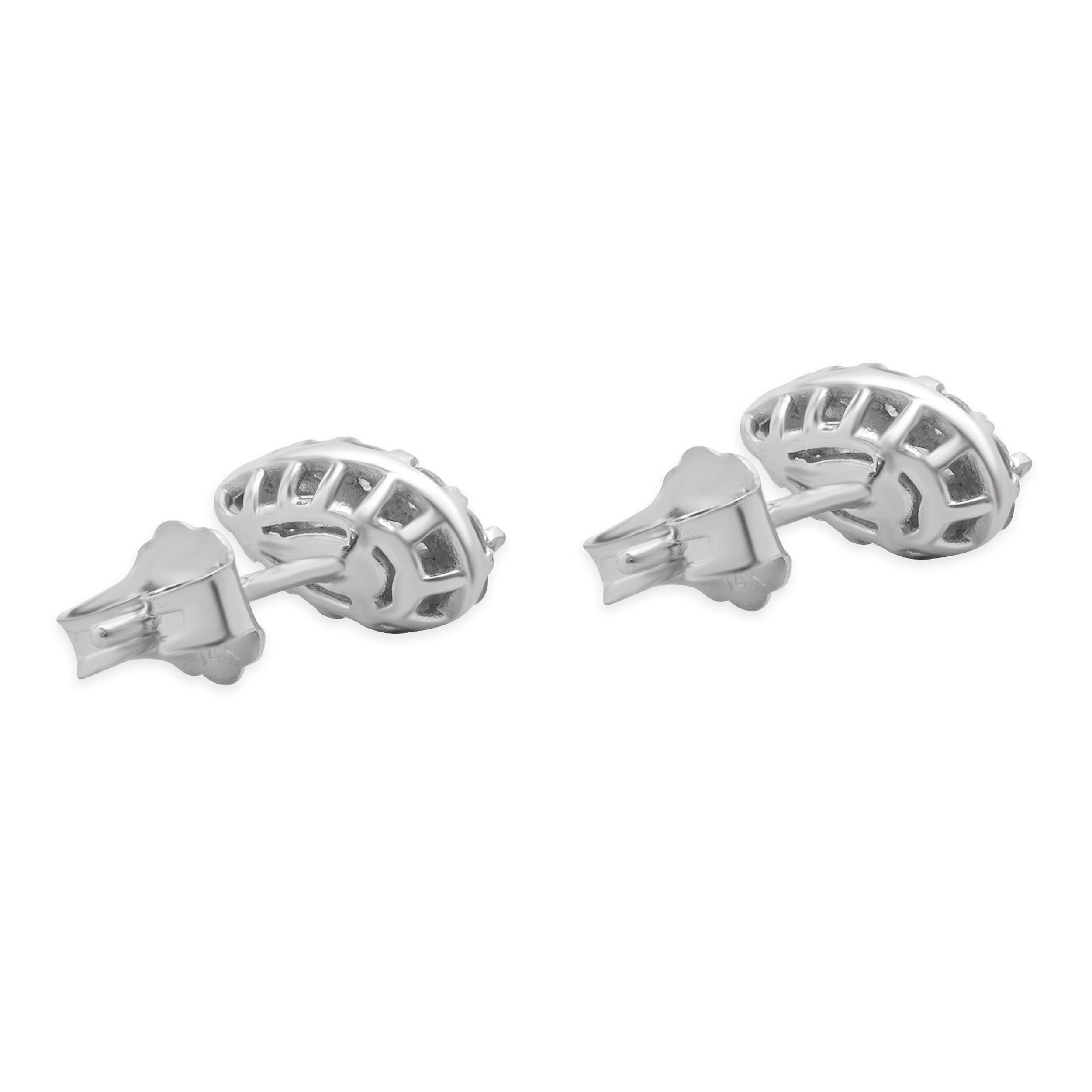 Pear Cut 10 Karat White Gold Pear Shape Diamond Cluster Earrings For Sale