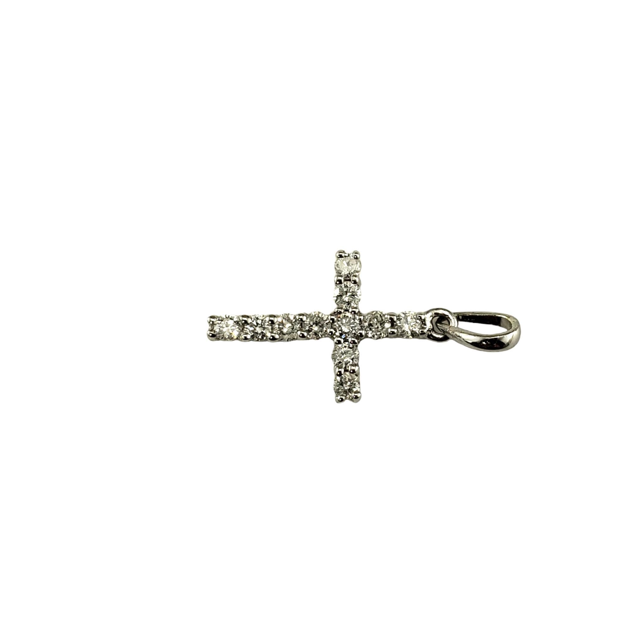 Brilliant Cut 10 Karat White Gold Petite Diamond Cross Pendant #18065 For Sale