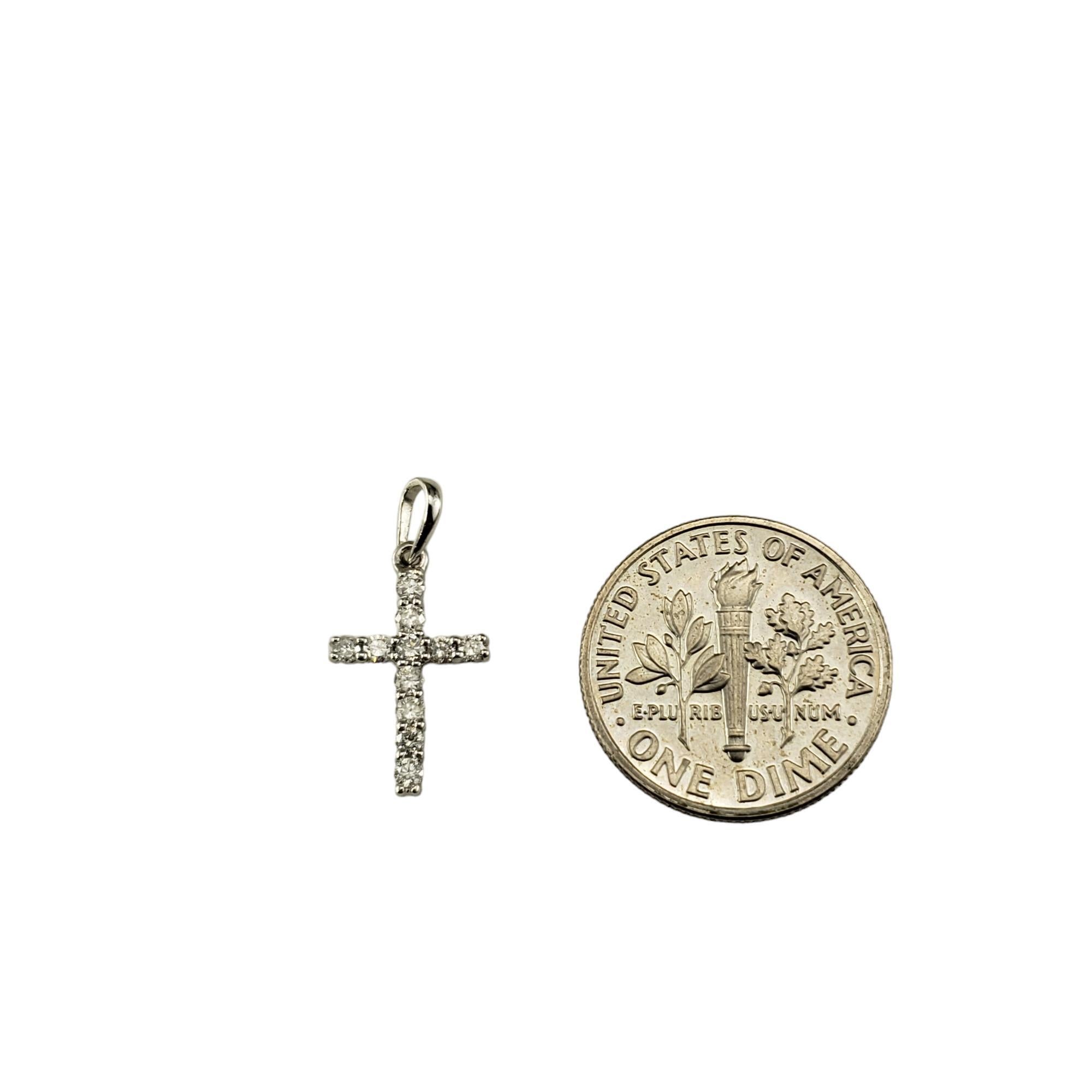 10 Karat White Gold Petite Diamond Cross Pendant #18065 For Sale 1