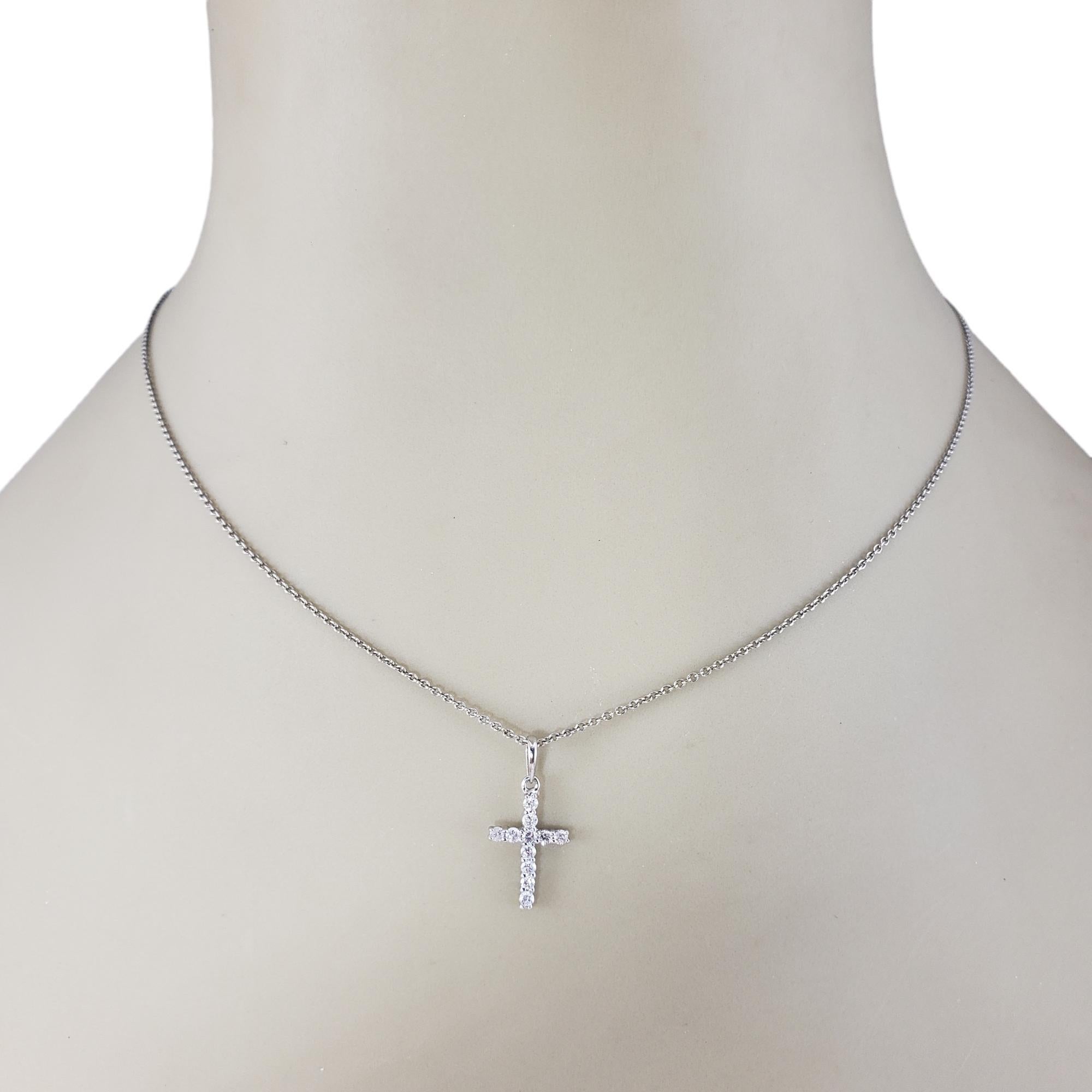 10 Karat White Gold Petite Diamond Cross Pendant #18065 For Sale 2