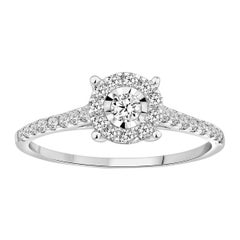 10 Karat White Gold Ring with 0.43 Carat Diamonds Set in Miracle Plate