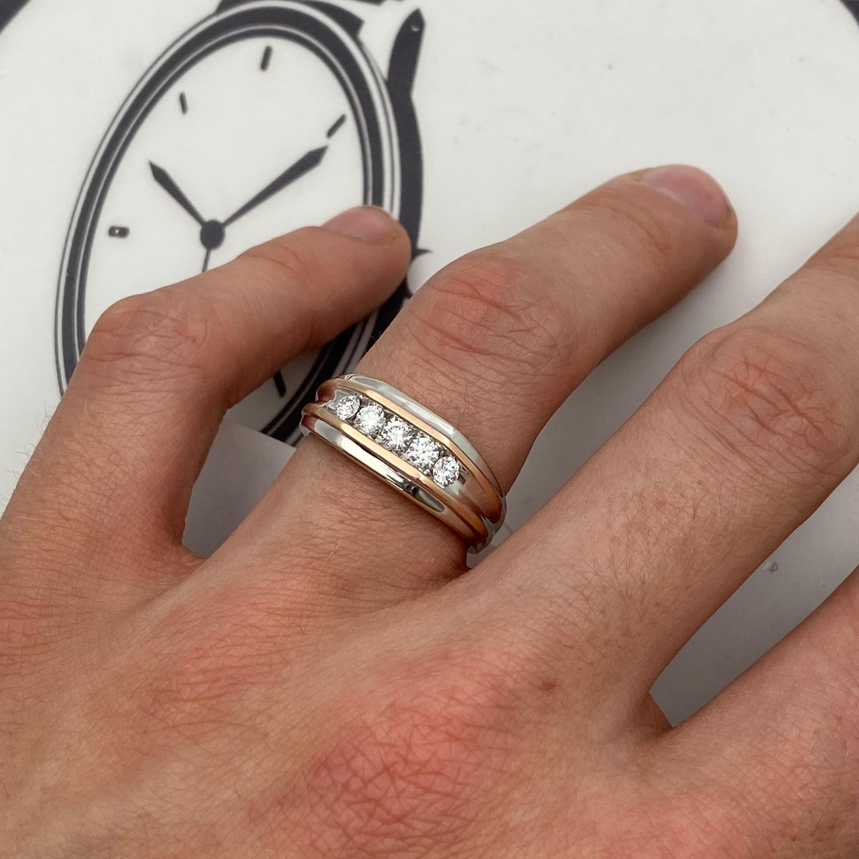 Rachel Koen Round Cut Diamond Men's Wedding Band 10k White Gold 0.50cttw Size 10 2