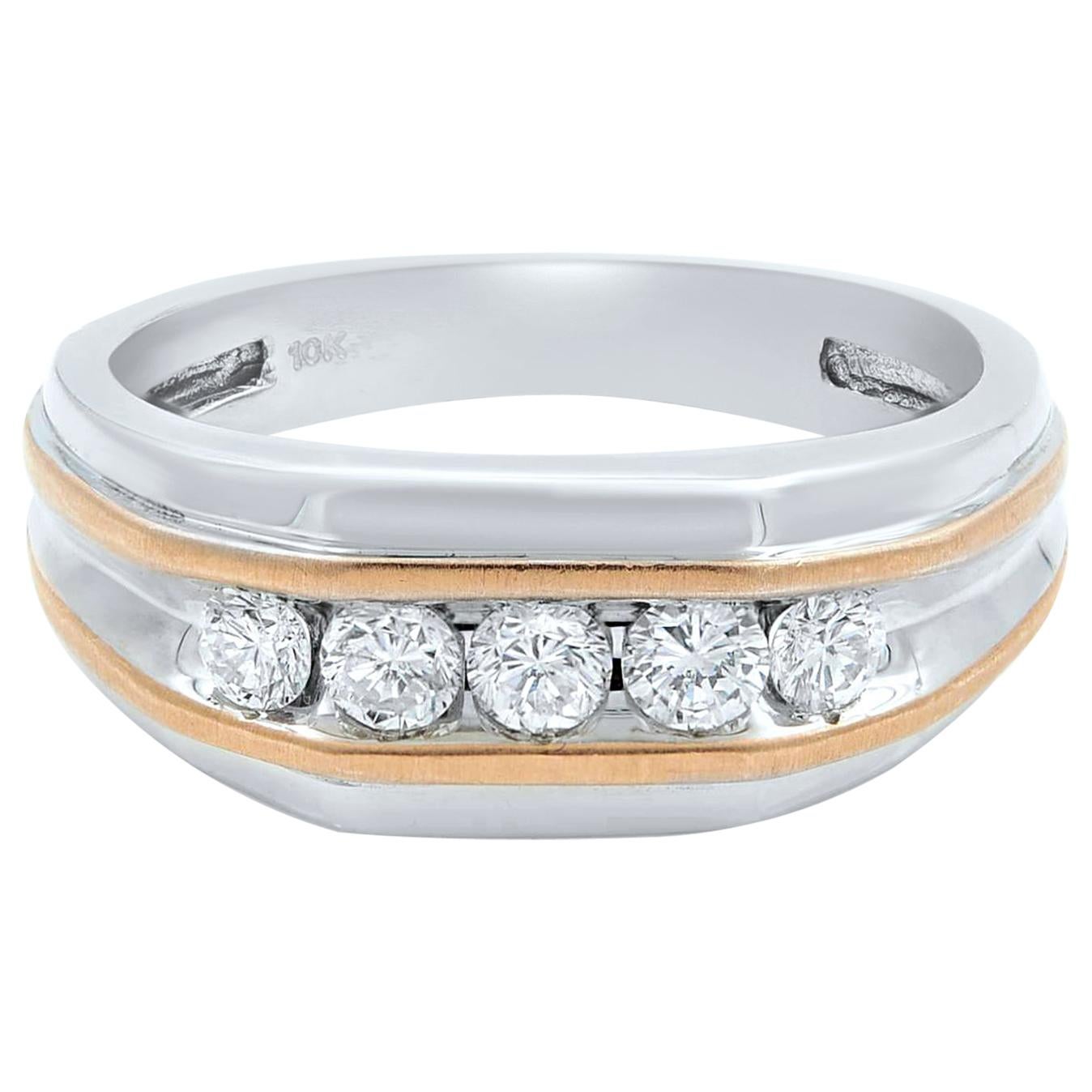Rachel Koen Round Cut Diamond Men's Wedding Band 10k White Gold 0.50cttw Size 10