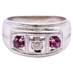 10 Karat White Gold Ruby and Diamond Ring