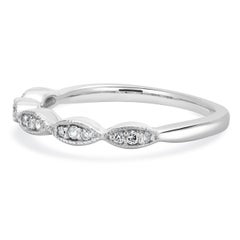 10 Karat White Gold Scalloped Diamond Band