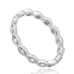 10 Karat White Gold Scalloped Diamond Eternity Band